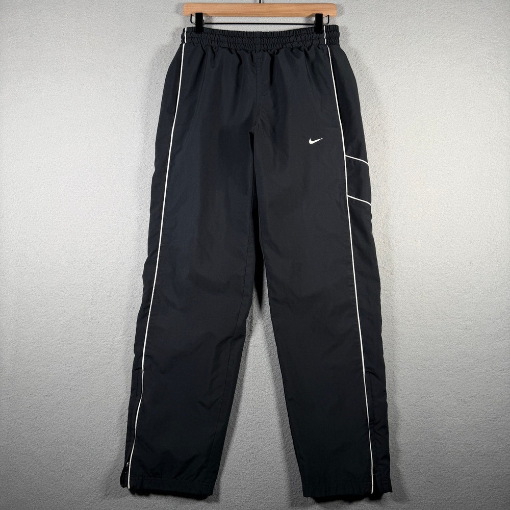 Nike Mens Black Track Pants White Piping 341585-011 Small Trendy